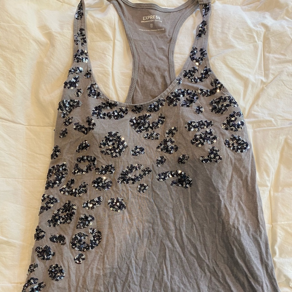 Express Tank Top With Sequin Leopard Print - image 1